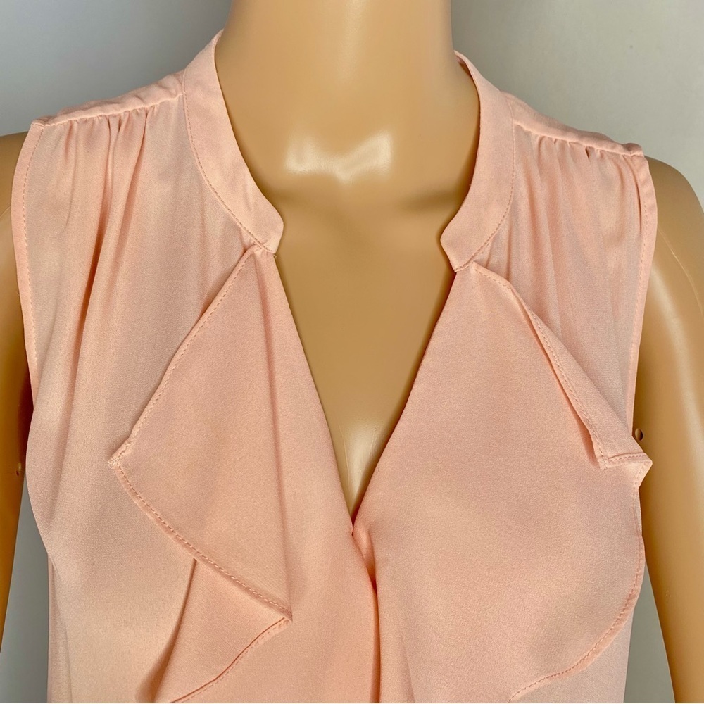RW&CO Elegant Women's Sleeveless Ruffle Top - Peach - US M. - Picture 2 of 9